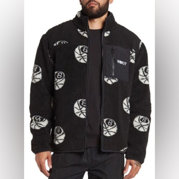 NEW ROKIT men's misfit polar fleece jacket in black men 2XL - Picture 5 of 8